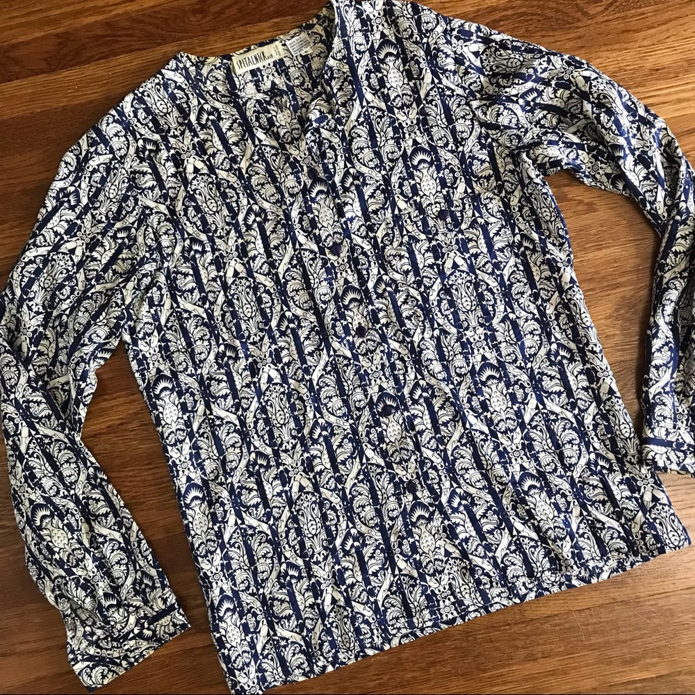 vintage 70s pure silk blouse Spitalnick 6 or S